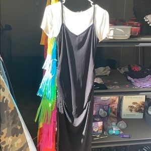 Maternity black and white maxi dress